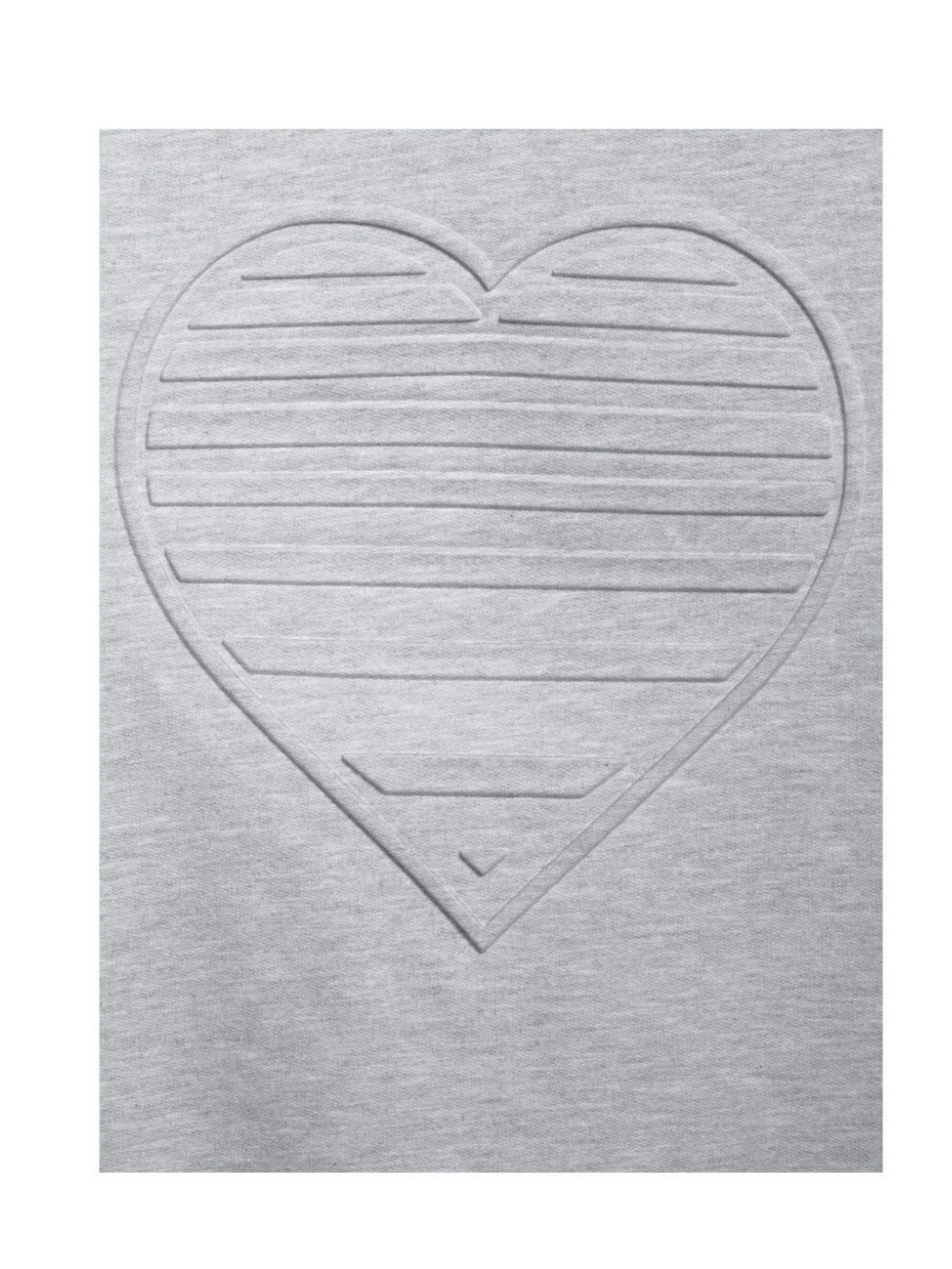 No Boundaries Light Gray Quilted Heart Crewneck Sweatshirt - Picture 3 of 5